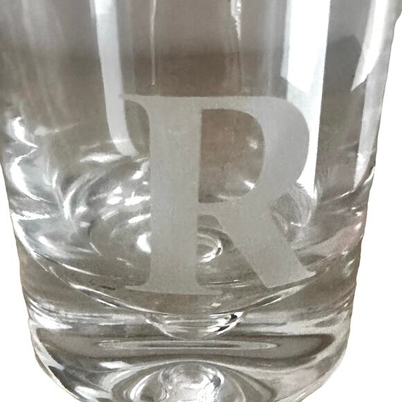 Personalized Crystal Double Old Fashion Glasses Set/4 Times Square Initial - Picture 4 of 5